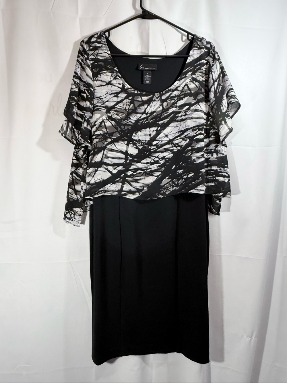Lane Bryant Black & White Layered Midi Dress Size 14